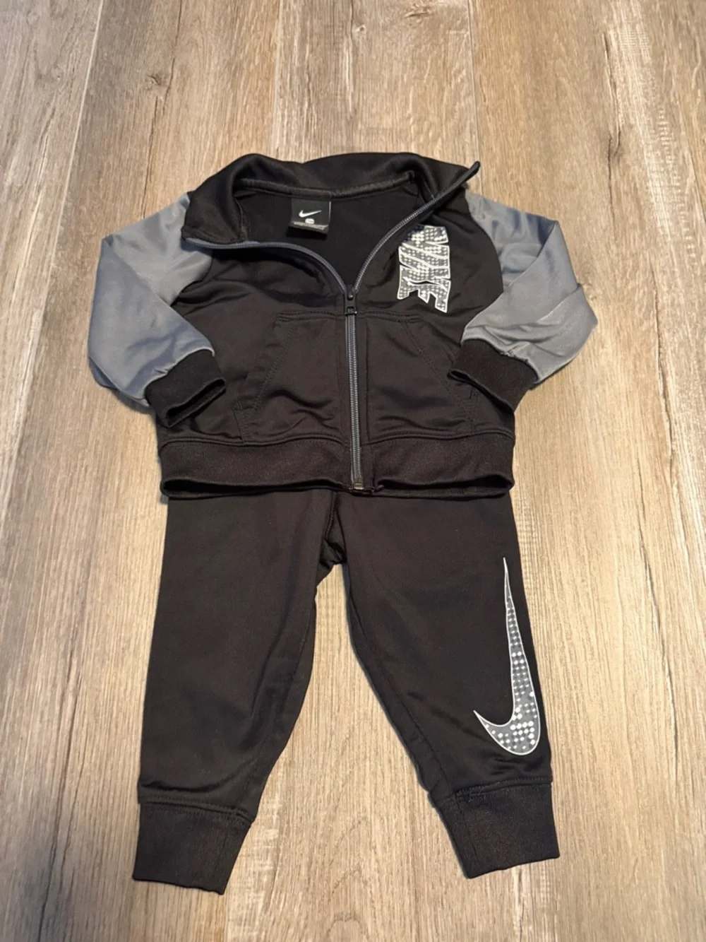 Nike Black & Gray Toddler Zip Track Set